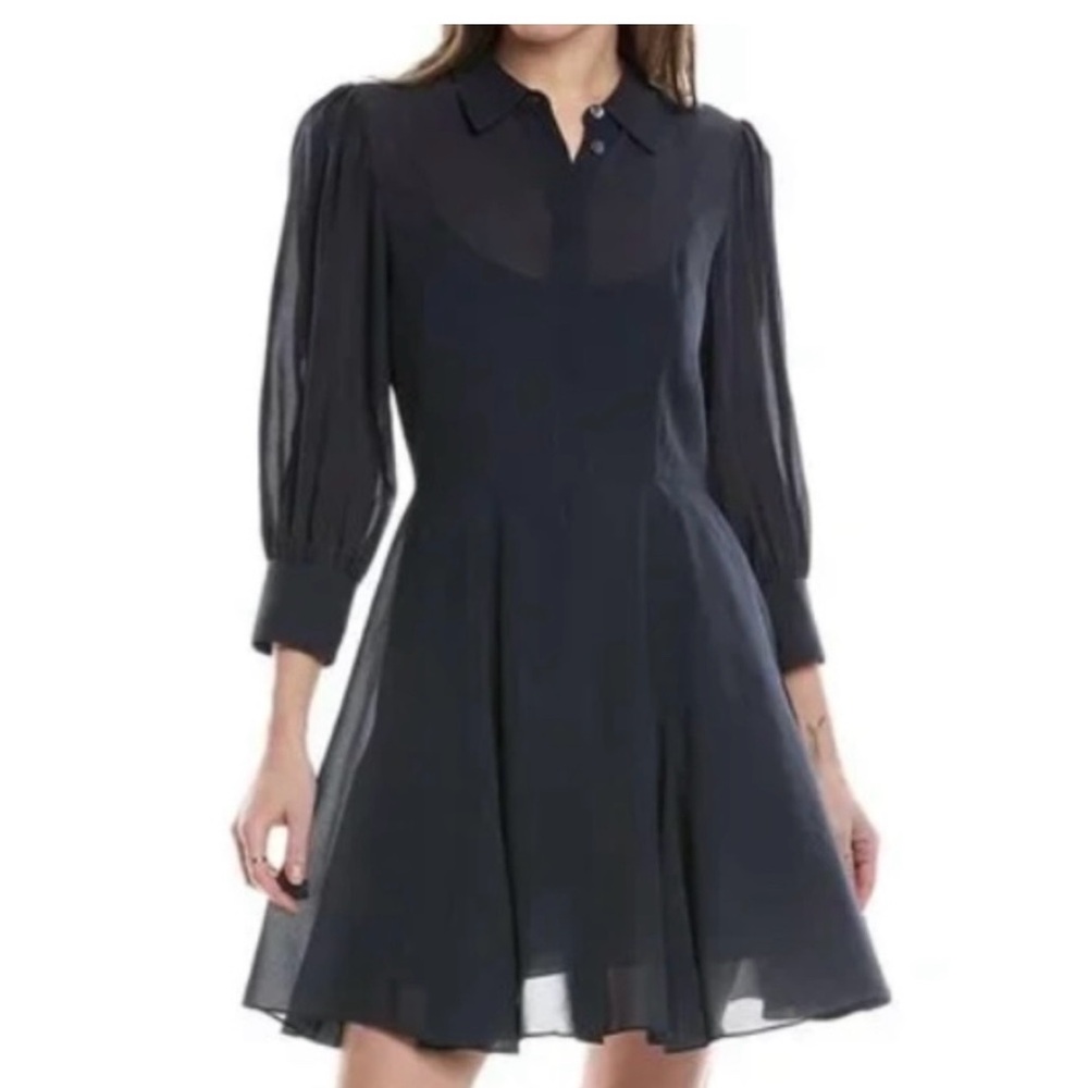 Theory Sheer Black Long Sleeve Dress